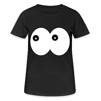 Lustige Augen- Comic Kulleraugen links schauend - Frauen T-Shirt atmungsaktiv - Schwarz - Vorne - AI Model Female 172 light (172cm)