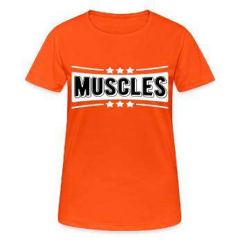 Muscles sportifs - T-shirt respirant Femme - orange néon - Devant - AI Model Female 172 dark (172cm)