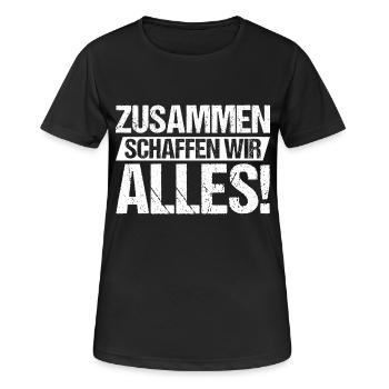 Zusammen schaffen wir es - Frauen T-Shirt atmungsaktiv - Schwarz - Vorne - AI Model Female 172 light (172cm)