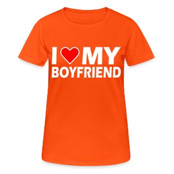 I love my boyfriend - Women's Breathable T-Shirt - neon orange - Front - AI Model Female 172 dark (172cm)