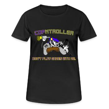 Cop-ntroller Spiele spielen Lustig Retro Gaming Gamer - Frauen T-Shirt atmungsaktiv - Schwarz - Vorne - AI Model Female 172 light (172cm)