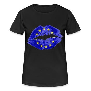 Kuss (EU) - Frauen T-Shirt atmungsaktiv - Schwarz - Vorne - AI Model Female 172 light (172cm)