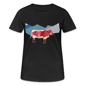 Pinzgauer ante alpes - Frauen T-Shirt atmungsaktiv - Schwarz - Vorne - AI Model Female 172 light (172cm)
