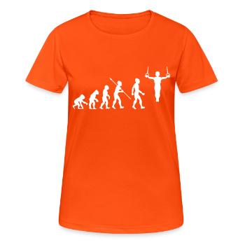 Evolution Gymnastik Turnen Akrobatik Geräteturnen - Frauen T-Shirt atmungsaktiv - Neonorange - Vorne - AI Model Female 172 dark (172cm)