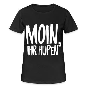 moin ihr hupen - Frauen T-Shirt atmungsaktiv - Schwarz - Vorne - AI Model Female 172 light (172cm)