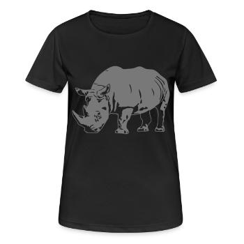 Nashorn - Rhino - Frauen T-Shirt atmungsaktiv - Schwarz - Vorne - AI Model Female 172 light (172cm)