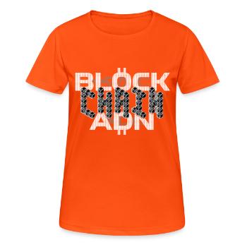 DNA Blockchain - Crypto Bitcoin - Women's Breathable T-Shirt - neon orange - Front - AI Model Female 172 dark (172cm)