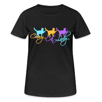 Chat fou Dame Texte Folle Femme Chats Amour - T-shirt respirant Femme - noir - Devant - AI Model Female 172 light (172cm)