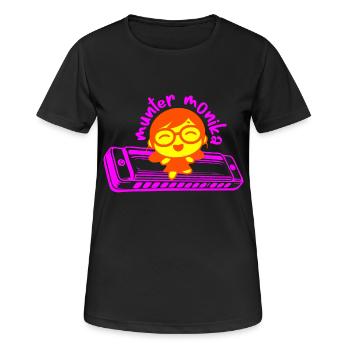 munter monika dancing on the mundharmonika pink - Frauen T-Shirt atmungsaktiv - Schwarz - Vorne - AI Model Female 172 light (172cm)