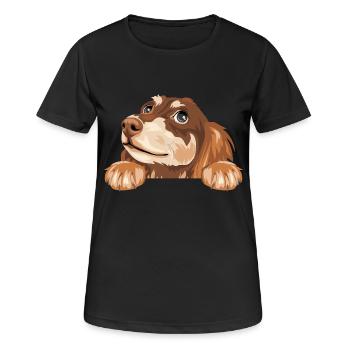 Teckel rêveur - T-shirt respirant Femme - noir - Devant - AI Model Female 172 light (172cm)