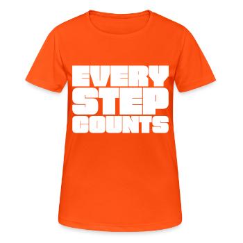 Every step counts - Women's Breathable T-Shirt - neon orange - Front - AI Model Female 172 dark (172cm)