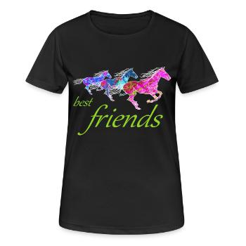 Best Friends Colorful Artistic Horses Circus - Women's Breathable T-Shirt - black - Front - AI Model Female 172 light (172cm)
