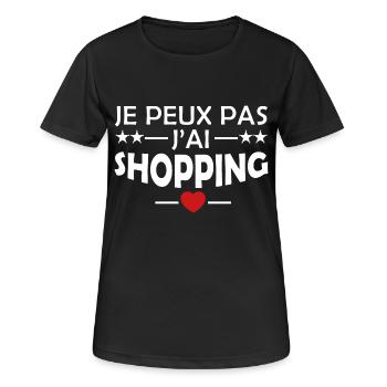 je peux pas j'ai shopping - T-shirt respirant Femme - noir - Devant - AI Model Female 172 light (172cm)