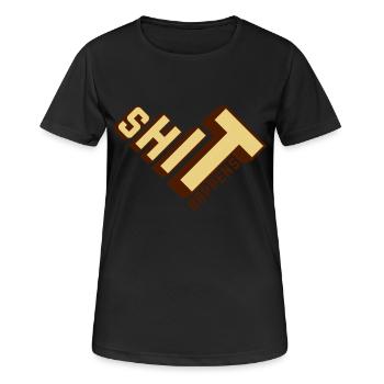 Shit happens Haufen machen - Frauen T-Shirt atmungsaktiv - Schwarz - Vorne - AI Model Female 172 light (172cm)