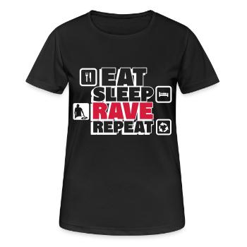 Manger, dormir, délire – combien de fois pouvez-vous le refaire ? - T-shirt respirant Femme - noir - Devant - AI Model Female 172 light (172cm)