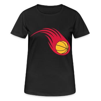 Basketball Feuerball - Frauen T-Shirt atmungsaktiv - Schwarz - Vorne - AI Model Female 172 light (172cm)