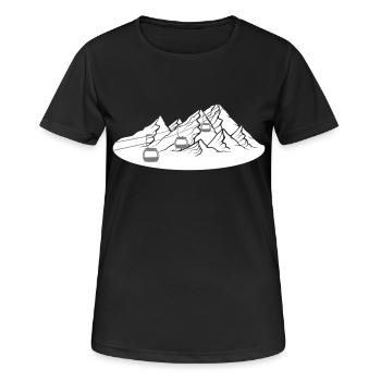 montagnes de neige téléphérique télécabine vacances d'hiver - T-shirt respirant Femme - noir - Devant - AI Model Female 172 light (172cm)