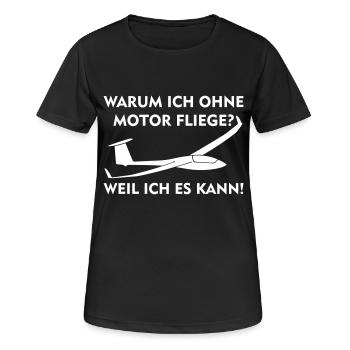Segelfliegen Segelflieger T-Shirt Geschenk Pilot - Frauen T-Shirt atmungsaktiv - Schwarz - Vorne - AI Model Female 172 light (172cm)