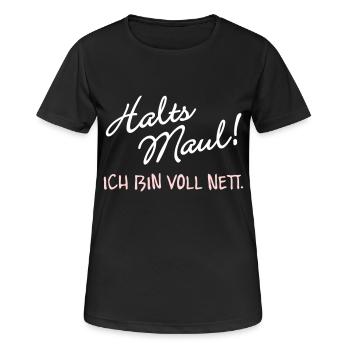Halts Maul ich bin voll nett - Frauen T-Shirt atmungsaktiv - Schwarz - Vorne - AI Model Female 172 light (172cm)