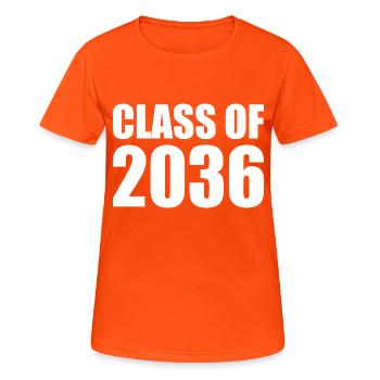 Class of 2036 - T-shirt respirant Femme - orange néon - Devant - AI Model Female 172 dark (172cm)