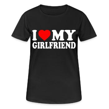I love my girlfriend - Frauen T-Shirt atmungsaktiv - Schwarz - Vorne - AI Model Female 172 light (172cm)
