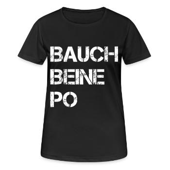 Bauch Beine Po Girls Fitness - Frauen T-Shirt atmungsaktiv - Schwarz - Vorne - AI Model Female 172 light (172cm)