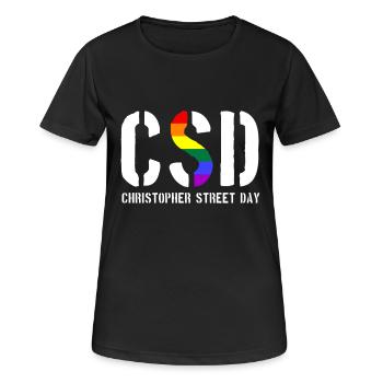 CSD - Christopher Street Day - Gay - Lesbienne - T-shirt respirant Femme - noir - Devant - AI Model Female 172 light (172cm)
