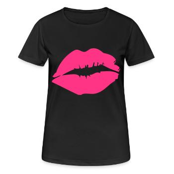 kussmund - Frauen T-Shirt atmungsaktiv - Schwarz - Vorne - AI Model Female 172 light (172cm)