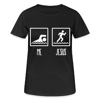 Walking over Water Jesus Geschenk - Frauen T-Shirt atmungsaktiv - Schwarz - Vorne - AI Model Female 172 light (172cm)