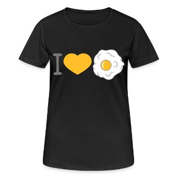 i love herz liebe spiegelei kochen braten essen ei - Frauen T-Shirt atmungsaktiv - Schwarz - Vorne - AI Model Female 172 light (172cm)
