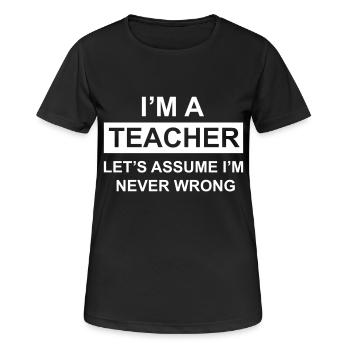 professeur - T-shirt respirant Femme - noir - Devant - AI Model Female 172 light (172cm)