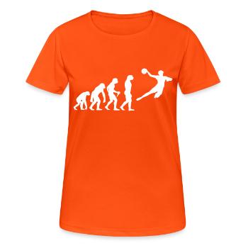 Evolution Handball Kinder - Frauen T-Shirt atmungsaktiv - Neonorange - Vorne - AI Model Female 172 dark (172cm)