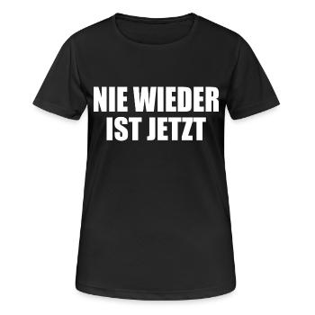 Nie wieder ist jetzt - Frauen T-Shirt atmungsaktiv - Schwarz - Vorne - AI Model Female 172 light (172cm)