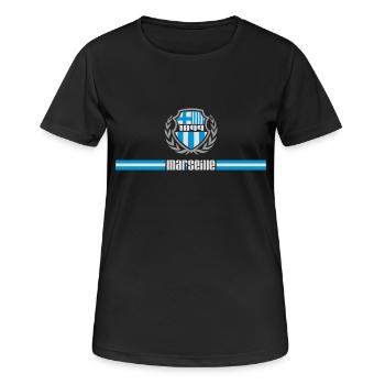 Marseille embleme - T-shirt respirant Femme - noir - Devant - AI Model Female 172 light (172cm)