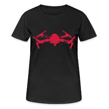 Drohne rot - Frauen T-Shirt atmungsaktiv - Schwarz - Vorne - AI Model Female 172 light (172cm)