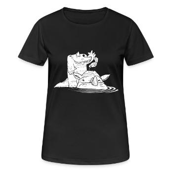 Krokodil, Nielpferd und Spatz - Women's Breathable T-Shirt - black - Front - AI Model Female 172 light (172cm)