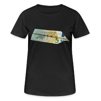 5-Euro-Schein - Frauen T-Shirt atmungsaktiv - Schwarz - Vorne - AI Model Female 172 light (172cm)