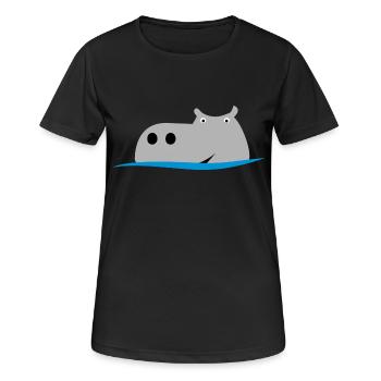 Nilpferd - Frauen T-Shirt atmungsaktiv - Schwarz - Vorne - AI Model Female 172 light (172cm)