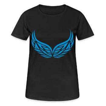 Doppel-Flügel eins super - Frauen T-Shirt atmungsaktiv - Schwarz - Vorne - AI Model Female 172 light (172cm)
