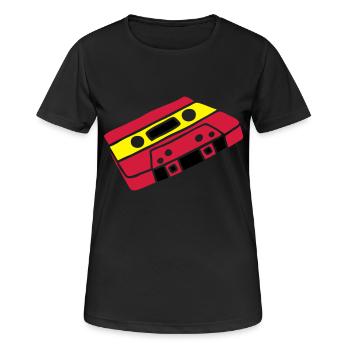 Musikkassette Tonband Music cassette tape retro - T-shirt respirant Femme - noir - Devant - AI Model Female 172 light (172cm)