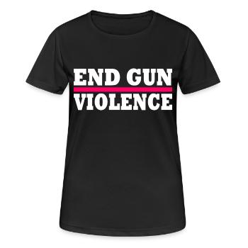 End gun violence - Frauen T-Shirt atmungsaktiv - Schwarz - Vorne - AI Model Female 172 light (172cm)