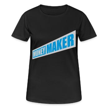 Money Maker Logo Text - Frauen T-Shirt atmungsaktiv - Schwarz - Vorne - AI Model Female 172 light (172cm)
