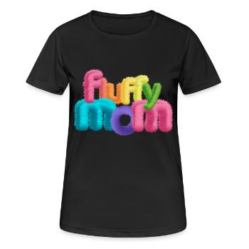 Fluffy Mom - Typographie 3D moelleuse - T-shirt respirant Femme - noir - Devant - AI Model Female 172 light (172cm)