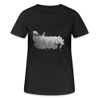 brouillard bowhunter de démarrage - T-shirt respirant Femme - noir - Devant - AI Model Female 172 light (172cm)