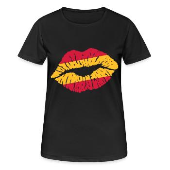Kussmund (Spanien) - Frauen T-Shirt atmungsaktiv - Schwarz - Vorne - AI Model Female 172 light (172cm)