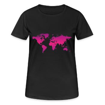 Weltkarte Erde Kontinente Länder - Frauen T-Shirt atmungsaktiv - Schwarz - Vorne - AI Model Female 172 light (172cm)