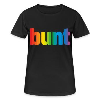 bunt - Frauen T-Shirt atmungsaktiv - Schwarz - Vorne - AI Model Female 172 light (172cm)