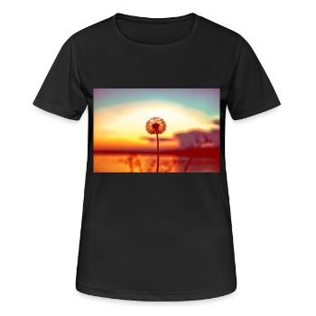 Pusteblume im Sonnenuntergang - Frauen T-Shirt atmungsaktiv - Schwarz - Vorne - AI Model Female 172 light (172cm)