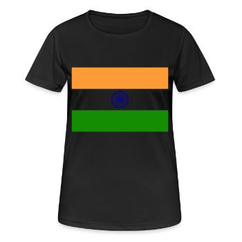 Flagge Indien / Indische Flagge - Frauen T-Shirt atmungsaktiv - Schwarz - Vorne - AI Model Female 172 light (172cm)