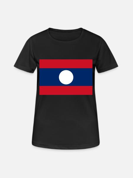 Flag of Laos - Women's Breathable T-Shirt - black